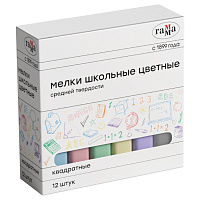 Мелки школьные цветные Гамма, 12шт., средней твердости, квадратные, картонная коробка фото Мелки школьные цветные Гамма, 12шт., средней твердости, квадратные, картонная коробка