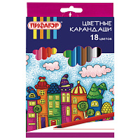 Карандаши цветные ПИФАГОР "СКАЗОЧНЫЙ ГОРОД", 18 цветов, шестигранные, 181584 фото Карандаши цветные ПИФАГОР "СКАЗОЧНЫЙ ГОРОД", 18 цветов, шестигранные, 181584