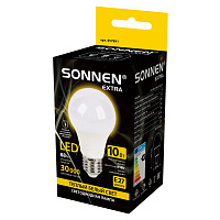 Лампа светодиодная SONNEN EXTRA, 10 (85) Вт, Е27, груша, теплый белый, 30000 ч, LED A60-10W-2700-Е27, 457891