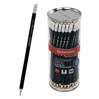 Карандаш чернографитный BRAUBERG "Style PRO", 1 шт., HB, с ластиком, корпус черный, 181723