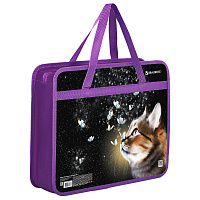 Папка на молнии с ручками BRAUBERG А4, 1 отделение, пластик, 80 мм, "Dream cat", 270868 фото Папка на молнии с ручками BRAUBERG А4, 1 отделение, пластик, 80 мм, "Dream cat", 270868