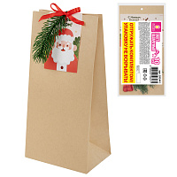 Пакет подарочный НАБОР 10 шт. новогодний, 12х8х24 см, "Magic gift", открытки, крафт, ЗОЛОТАЯ СКАЗКА, 592441