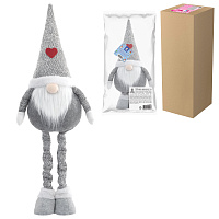 Украшение новогоднее интерьерное 70 см "Гном Милаш", телескопические ножки, полиэстер, ЗОЛОТАЯ СКАЗКА, 592521