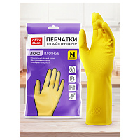 Перчатки резиновые хозяйственные OfficeClean ЛЮКС, многоразовые, хлопчатобумажное напыление, плотные, р.M, желтые, пакет с европодвесом фото Перчатки резиновые хозяйственные OfficeClean ЛЮКС, многоразовые, хлопчатобумажное напыление, плотные, р.M, желтые, пакет с европодвесом