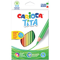 Карандаши цветные пластиковые Carioca "Tita", 18цв., заточен., картон, европодвес фото Карандаши цветные пластиковые Carioca "Tita", 18цв., заточен., картон, европодвес