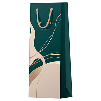 Пакет подарочный 12*36*8,5см MESHU "Abstraction.Emerald", матовое ламинирование, отд. фольгой, под бутылку фото Пакет подарочный 12*36*8,5см MESHU "Abstraction.Emerald", матовое ламинирование, отд. фольгой, под бутылку