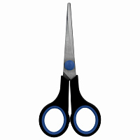 Ножницы BRAUBERG "Soft Grip", 140 мм, черно-синие, резиновые вставки, 3-х сторонняя заточка, 230760 фото Ножницы BRAUBERG "Soft Grip", 140 мм, черно-синие, резиновые вставки, 3-х сторонняя заточка, 230760