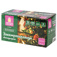 Электрогирлянда-нить комнатная "Стандарт" 10 м, 200 LED, мультицветная 220 V, контроллер, ЗОЛОТАЯ СКАЗКА, 591100 фото Электрогирлянда-нить комнатная "Стандарт" 10 м, 200 LED, мультицветная 220 V, контроллер, ЗОЛОТАЯ СКАЗКА, 591100