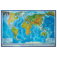 Карта мира физическая 199х134 см, 1:15,5М, с ламинацией, интерактивная, в тубусе, BRAUBERG, 112389 фото Карта мира физическая 199х134 см, 1:15,5М, с ламинацией, интерактивная, в тубусе, BRAUBERG, 112389