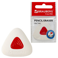 Ластик BRAUBERG "Trios PRO", 36х36х9 мм, белый, треугольный, красный пластиковый держатель, 229559 фото Ластик BRAUBERG "Trios PRO", 36х36х9 мм, белый, треугольный, красный пластиковый держатель, 229559