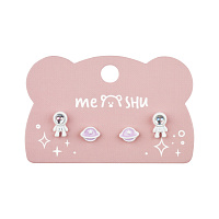 Серьги MESHU "Space", бижутерия, 2 пары, европодвес фото Серьги MESHU "Space", бижутерия, 2 пары, европодвес
