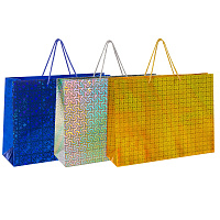 Пакет подарочный 45x13x33 см (XL), НАБОР 3 шт., 3 дизайна, голография, ЗОЛОТАЯ СКАЗКА, 609736 фото Пакет подарочный 45x13x33 см (XL), НАБОР 3 шт., 3 дизайна, голография, ЗОЛОТАЯ СКАЗКА, 609736