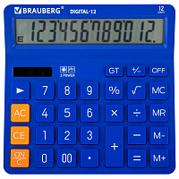 Калькулятор настольный BRAUBERG DIGITAL-12-BL (151х152 мм), 12 разрядов, двойное питание, СИНИЙ, 272969 фото Калькулятор настольный BRAUBERG DIGITAL-12-BL (151х152 мм), 12 разрядов, двойное питание, СИНИЙ, 272969