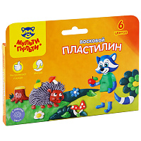 Пластилин Мульти-Пульти "Енот в лесу", 06 цветов, 90г, восковой, со стеком, картон, европодвес фото Пластилин Мульти-Пульти "Енот в лесу", 06 цветов, 90г, восковой, со стеком, картон, европодвес