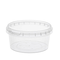 Банка с крышкой 500 мл, пластиковая под пресервы с контрольным замком, диаметр 122 мм, ВЗЛП, 1215КП