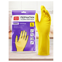 Перчатки резиновые хозяйственные OfficeClean ЛЮКС, многоразовые, хлопчатобумажное напыление, плотные, р.L, желтые, пакет с европодвесом фото Перчатки резиновые хозяйственные OfficeClean ЛЮКС, многоразовые, хлопчатобумажное напыление, плотные, р.L, желтые, пакет с европодвесом