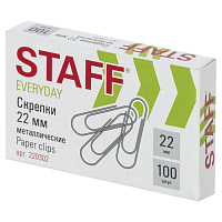 Скрепки STAFF "EVERYDAY", 22 мм, металлические, 100 шт., в картонной коробке, Россия, 220302 фото Скрепки STAFF "EVERYDAY", 22 мм, металлические, 100 шт., в картонной коробке, Россия, 220302