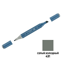 Маркер двусторонний для скетчинга Гамма "Студия", серый холодный, корпус трехгранный, пулевид./клиновид. наконечники фото Маркер двусторонний для скетчинга Гамма "Студия", серый холодный, корпус трехгранный, пулевид./клиновид. наконечники