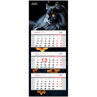 Календарь квартальный 3 бл. на 3 гр., 330*810 мм BG Premium "Черный кот", с бегунком, 2025г. фото Календарь квартальный 3 бл. на 3 гр., 330*810 мм BG Premium "Черный кот", с бегунком, 2025г.