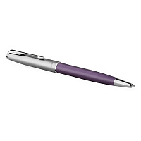 Ручка шариковая Parker "Sonnet Sand Blasted Metal&Violet Lacquer" черная, 1,0мм, поворот., подарочная упаковка фото Ручка шариковая Parker "Sonnet Sand Blasted Metal&Violet Lacquer" черная, 1,0мм, поворот., подарочная упаковка