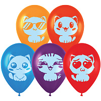 Воздушные шары, 50шт., М12/30см, MESHU "Cute kittens", пастель, ассорти фото Воздушные шары, 50шт., М12/30см, MESHU "Cute kittens", пастель, ассорти