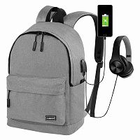 Рюкзак HEIKKI ACTIVE (ХЕЙКИ) универсальный, отделение для ноутбука, USB-порт, серый, 44х31х14 см, 272561 фото Рюкзак HEIKKI ACTIVE (ХЕЙКИ) универсальный, отделение для ноутбука, USB-порт, серый, 44х31х14 см, 272561