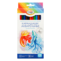 Карандаши акварельные Гамма "Классические", 24цв., шестигранные, заточен., с кистью, картон. упак., европодвес фото Карандаши акварельные Гамма "Классические", 24цв., шестигранные, заточен., с кистью, картон. упак., европодвес