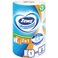 Полотенце бумажное бытовое 2-х слойное, 1 рулон (1х30 м), белое, ZEWA "2 в 1", 144111 фото Полотенце бумажное бытовое 2-х слойное, 1 рулон (1х30 м), белое, ZEWA "2 в 1", 144111