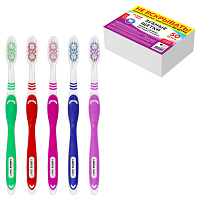 Зубная щетка средней жесткости (ассорти 4 цвета), КОМПЛЕКТ 50 шт., LAIMA DENT, 609691