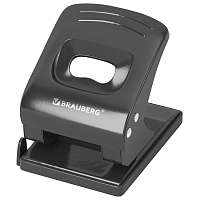 Дырокол металлический BRAUBERG "Office style", до 40 листов, черный, 273955