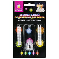 Цифра-подсвечник "1" светодиодная, ЗОЛОТАЯ СКАЗКА, в наборе 4 свечи 6 см, 1 батарейка, 591424 фото Цифра-подсвечник "1" светодиодная, ЗОЛОТАЯ СКАЗКА, в наборе 4 свечи 6 см, 1 батарейка, 591424