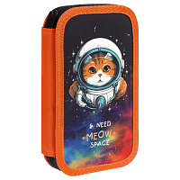 Пенал 2 отделения, 190*110 ArtSpace "Meow Space", ламинированный картон, софт-тач фото Пенал 2 отделения, 190*110 ArtSpace "Meow Space", ламинированный картон, софт-тач