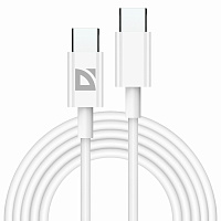 Кабель USB Type-C-Type-C, 30 Вт, белый, 2 м, DEFENDER F182, 87537 фото Кабель USB Type-C-Type-C, 30 Вт, белый, 2 м, DEFENDER F182, 87537