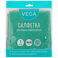 Салфетка для уборки Vega, микрофибра, 30*30см, 1шт., европодвес фото Салфетка для уборки Vega, микрофибра, 30*30см, 1шт., европодвес