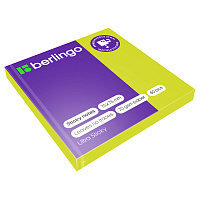 Самоклеящийся блок Berlingo "Ultra Sticky", 75*75мм, 80л., зеленый неон фото Самоклеящийся блок Berlingo "Ultra Sticky", 75*75мм, 80л., зеленый неон