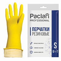 Перчатки латексные Paclan Professional с хлопковым напылением желтые (размер 7, S) фото Перчатки латексные Paclan Professional с хлопковым напылением желтые (размер 7, S)