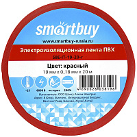 Изолента Smartbuy, 19мм*20м, 180мкм, красная, инд. упаковка фото Изолента Smartbuy, 19мм*20м, 180мкм, красная, инд. упаковка