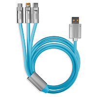 Кабель Smartbuy Bold 3 в1 универсальный, USB - Micro-USB/Lightning/Type-C, экстрапрочный, 3A output, оплетка TPE, 1м, синий фото Кабель Smartbuy Bold 3 в1 универсальный, USB - Micro-USB/Lightning/Type-C, экстрапрочный, 3A output, оплетка TPE, 1м, синий