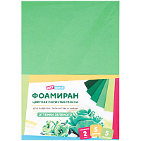 Цветная пористая резина (фоамиран) ArtSpace, А4, 5л., 5цв., 2мм, оттенки зеленого фото Цветная пористая резина (фоамиран) ArtSpace, А4, 5л., 5цв., 2мм, оттенки зеленого