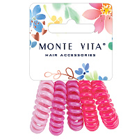 Резинки для волос НАБОР 5 шт., диаметр 3 см, пружинка, оттенки розового, MONTE VITA (МОНТЕ ВИТА), 457060