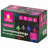 Электрогирлянда-нить комнатная "Бриллианты" 3 м, 30 LED, мультицветная, 220 V, ЗОЛОТАЯ СКАЗКА, 591269