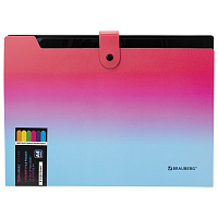 Папка-органайзер на кнопке 5 отделений, BRAUBERG GRADE, A4, розово-голубой градиент, 274091