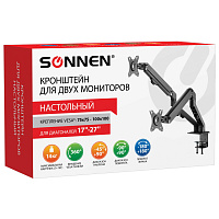 Кронштейн для двух мониторов настольный VESA 75х75, 100х100, 17"-27", до 14 кг, SONNEN MOTION, 455945 фото Кронштейн для двух мониторов настольный VESA 75х75, 100х100, 17"-27", до 14 кг, SONNEN MOTION, 455945