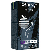 Перчатки нитриловые смотровые 50 пар (100 шт.), размер XL (очень большой), черные, BENOVY MultiColor, ЧЗ, К фото Перчатки нитриловые смотровые 50 пар (100 шт.), размер XL (очень большой), черные, BENOVY MultiColor, ЧЗ, К