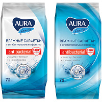 Салфетки влажные, 72 шт., AURA "Family", антибактериальные, для всей семьи, 26065, 7044 фото Салфетки влажные, 72 шт., AURA "Family", антибактериальные, для всей семьи, 26065, 7044