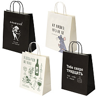 Пакет подарочный (1 штука) 26х13х32 см (L) "Woman Funny Notes", ассорти, крафт, ЗОЛОТАЯ СКАЗКА, 700822