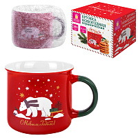 Кружка новогодняя 380 мл, "Белый мишка", 9,5х9 см, каменная керамика, ЗОЛОТАЯ СКАЗКА, 592542 фото Кружка новогодняя 380 мл, "Белый мишка", 9,5х9 см, каменная керамика, ЗОЛОТАЯ СКАЗКА, 592542