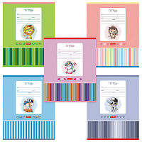 Тетрадь 12 л., HATBER, косая линия, обложка картон, "Мультяшки" (микс в спайке), 057242, 12Т5В6