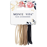 Резинка для волос НАБОР 16 шт., 0,15х14 см, чёрный, коричневый, бежевый, MONTE VITA (МОНТЕ ВИТА), 457036