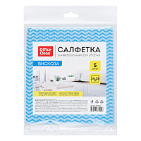 Салфетки для уборки OfficeClean, 5шт., вискоза, перфорированные, волна, 34*38см фото Салфетки для уборки OfficeClean, 5шт., вискоза, перфорированные, волна, 34*38см
